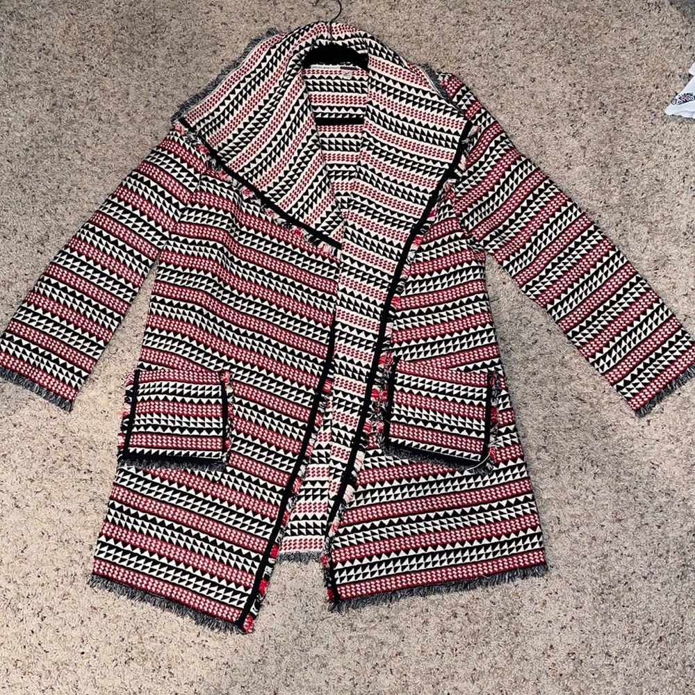 Chelsea & Violet Black and Pink Striped Jacket